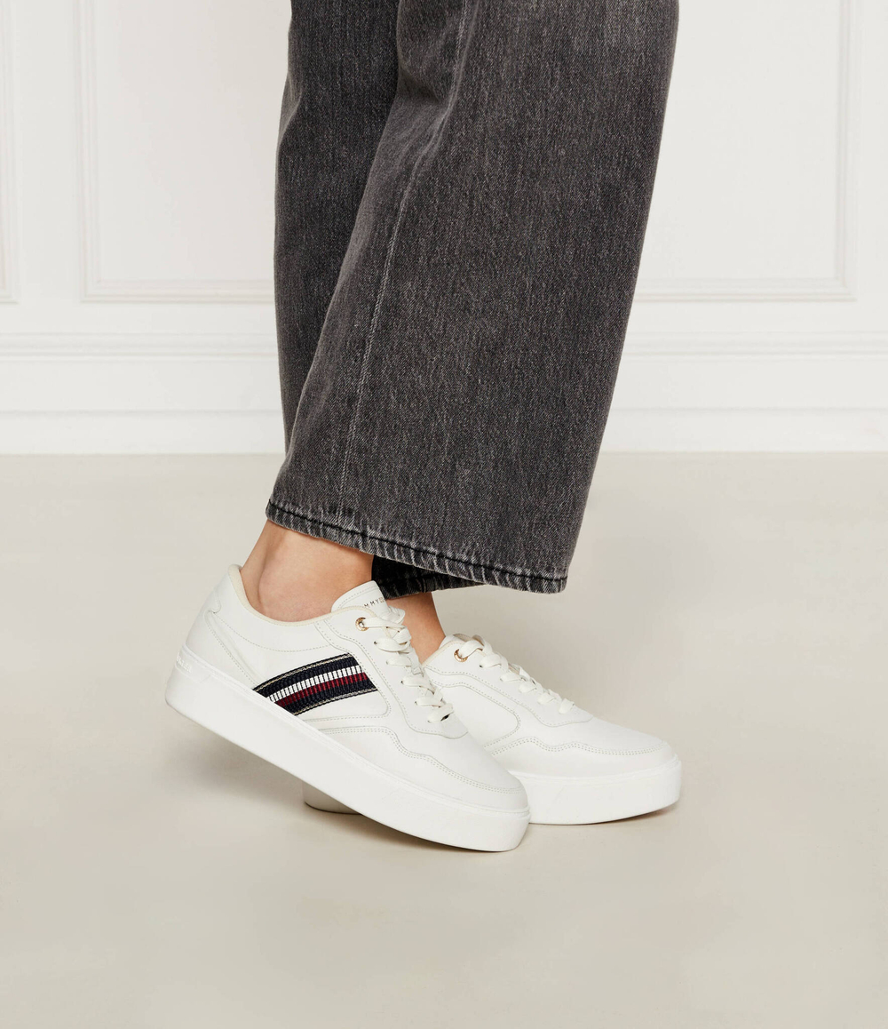 Кожаные кроссовки Tommy Hilfiger - экрю(FW0FW08348)