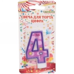 Свеча для торта Цифра Нежность «4» 6 см