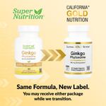 Super Nutrition, Ginkgo Phytosome, фитосомы гинкго, 360 мг, 60 растительных капсул