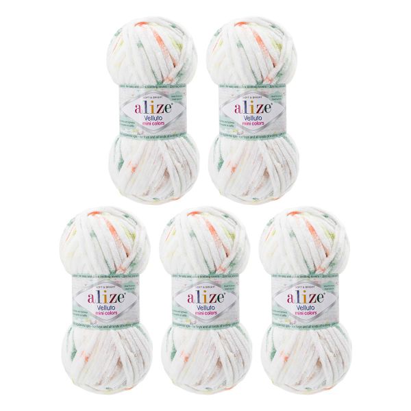 Пряжа Alize (Ализе) Mini Colors серия Бархат (Velluto) / уп.5 мот. по 100 г, 68м, 8107 принт