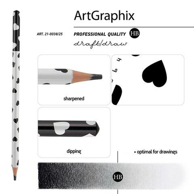 Карандаш ч/г НВ, пластиковый корпус "ArtGraphix. Сердечки" (BrunoVisconti)