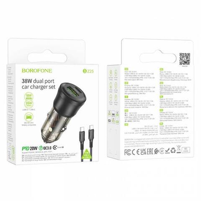 Автомобильное зарядное устройство для Type-C Borofone BZ25 PD38W QC3.0 (black)