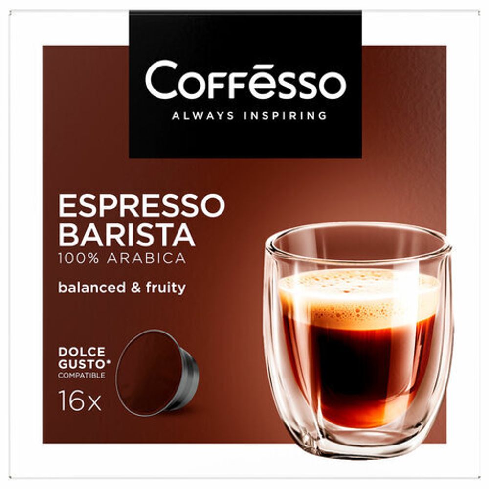 Кофе в капсулах COFFESSO "Espresso Barista" для кофемашин Dolce Gusto, 16 порций, 102154