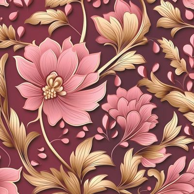 Фантазийные цветы с золотыми листьями