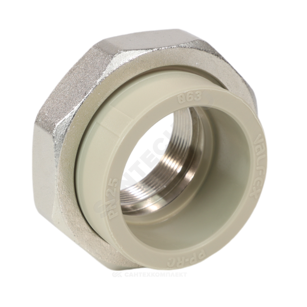 Муфта PP-R комбинированная разъемная серая Дн 20х1" ВР VALFEX 10155125Г
