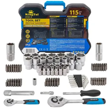 Набор инструментов 115пр. 1/4'', 1/2''(6гр.) KINGTUL KT-41151-5