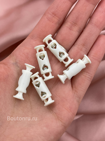 Фиксатор белый  для шнура двойной цилиндр