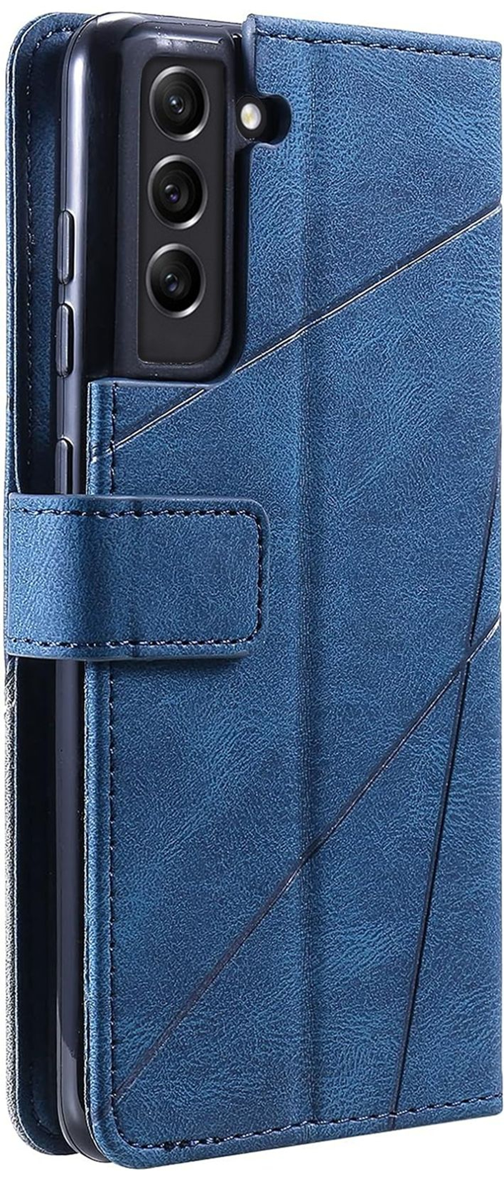 Дизайнерский чехол-книжка из кожи для SAMSUNG GALAXY S21 FE с отделом для наличных, 3 слотами для карт и подставкой