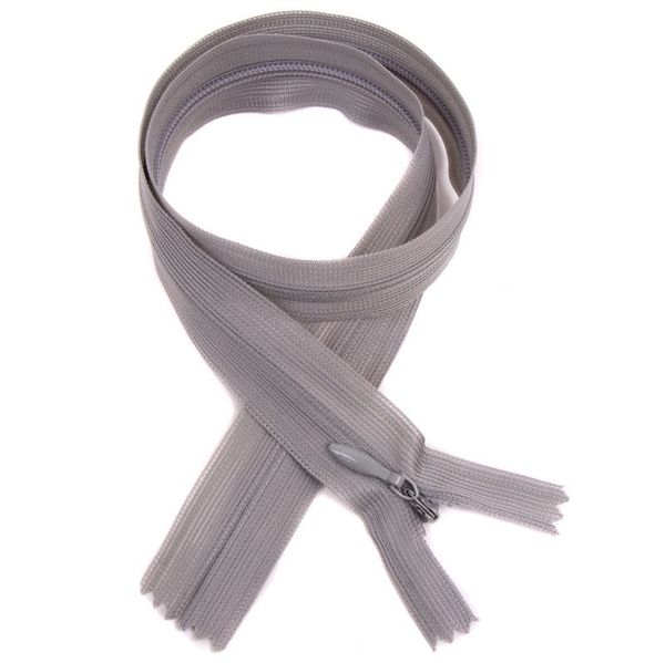 Молния потайная (скрытая) SBS Т3 (3 мм) 1 зам., н/раз., 50 см, S-181, серый, уп. 50 шт