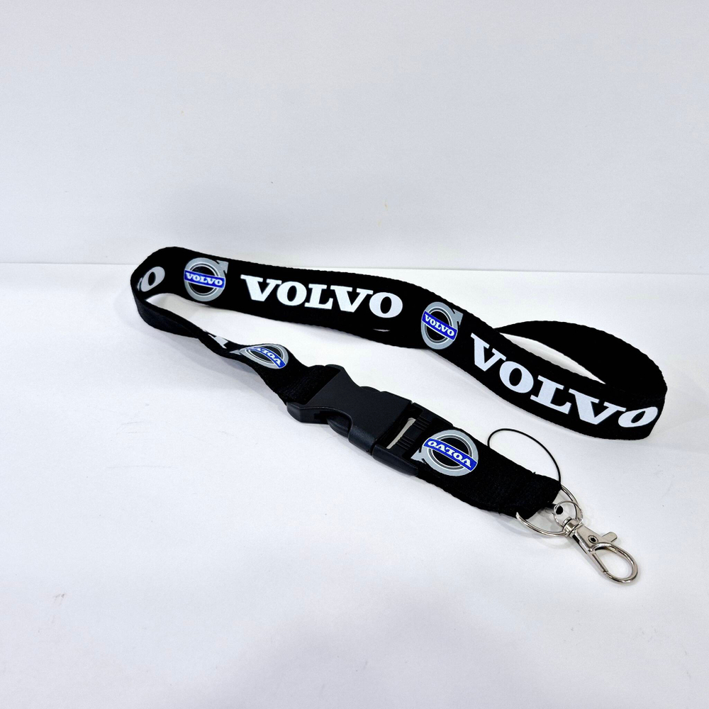 VOLVO (чёрный) Люкс / Брелок, шнурок для ключей на шею VOLVO (Вольво), ланъярд, крафт, чёрный (1 шт)