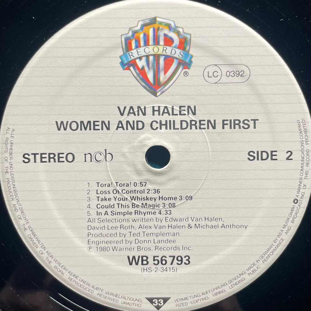 Van Halen ‎– Women And Children First (Скандинавия 1980г.)