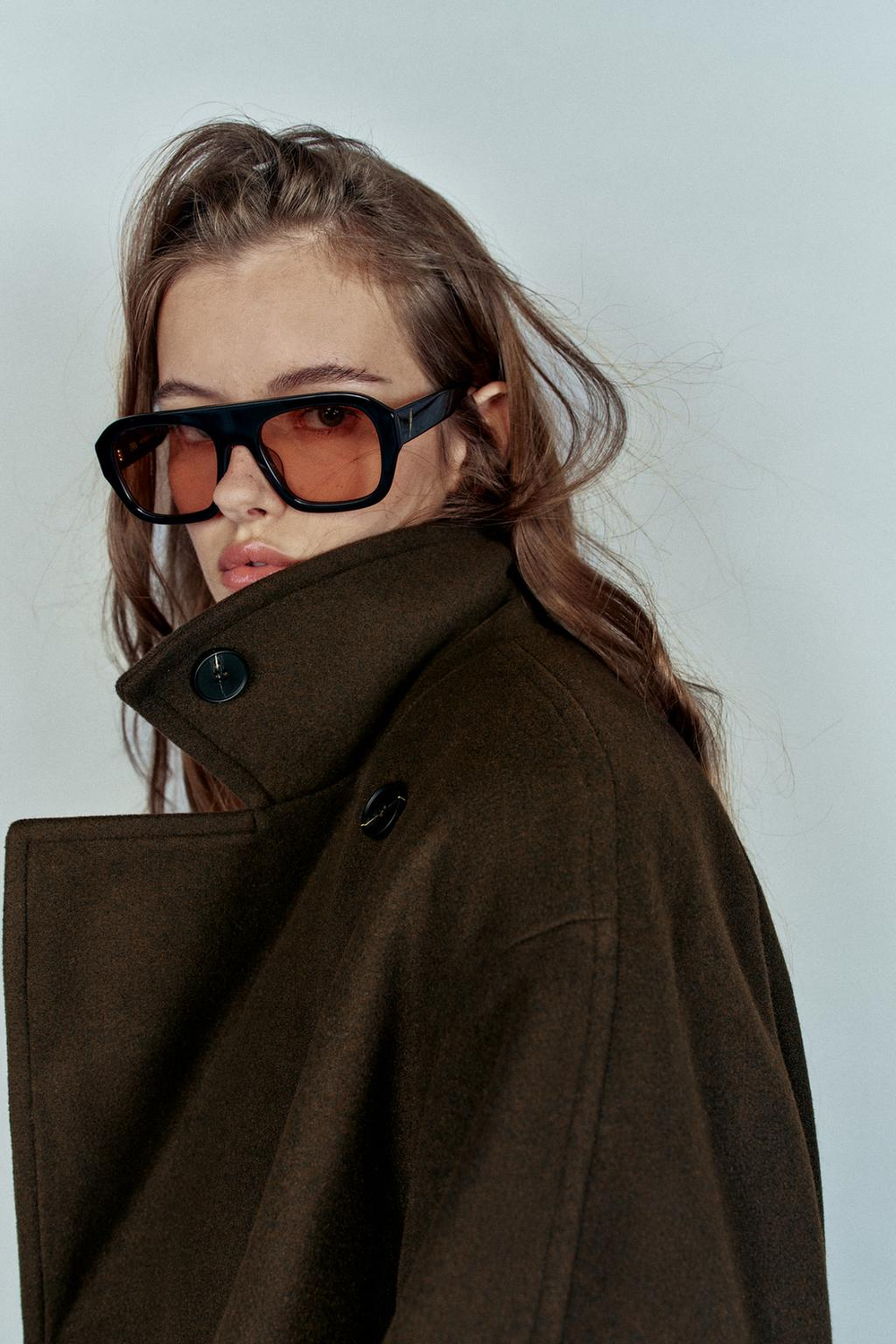 ZARA МЯГКОЕ ПАЛЬТО ОВЕРСАЙЗ, КОРИЧНЕВЫЙ