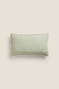 ZARA HOME ЧЕХОЛ ДЛЯ ДЕКОРАТИВНОЙ ПОДУШКИ С ВЫШИВКОЙ С ГЕОМЕТРИЧЕСКИМ УЗОРОМ, СВЕТЛО-ЗЕЛЕНЫЙ