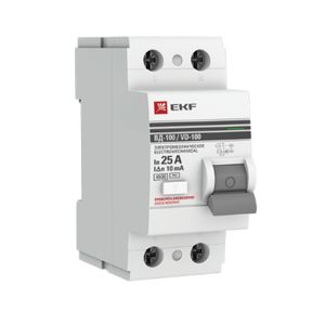 Устройство защитного отключения УЗО  elcb-2-25-10-em  2P 25А/10мА  EKF