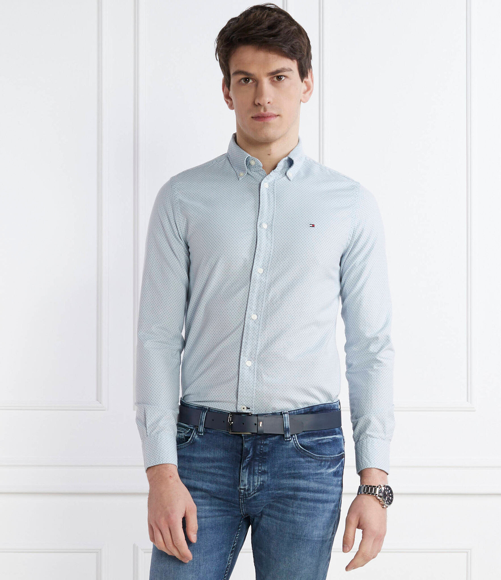 Рубашка MICRO DOT PRINT SF S, 0GZ Tommy Hilfiger - голубой(MW0MW31777)