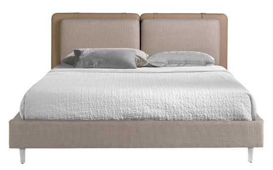 Кровать 7154/GC2220 Angel Cerda из экокожи цвета норки и серой ткани