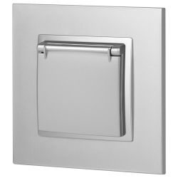 Розетка ЭРА Elegance 14-2103-03 с заземлением 2P+E Schuko со шторками с крышкой 16A-250В IP20 алюминий | Эра Elegance