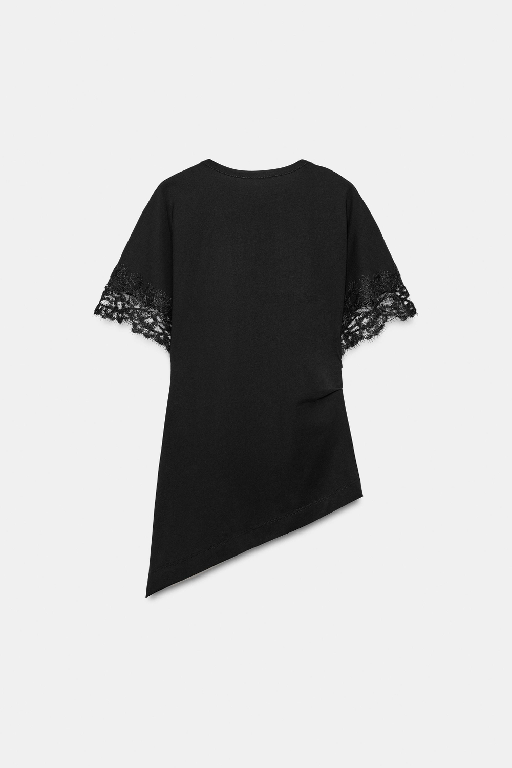 АСИММЕТРИЧНАЯ ФУТБОЛКА С КРУЖЕВОМ — ZARA