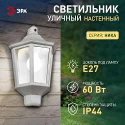 Садово-парковый светильник ЭРА «Ника» НБУ 06-60-003 60Вт белый прозрачный | Садово-парковые светильники