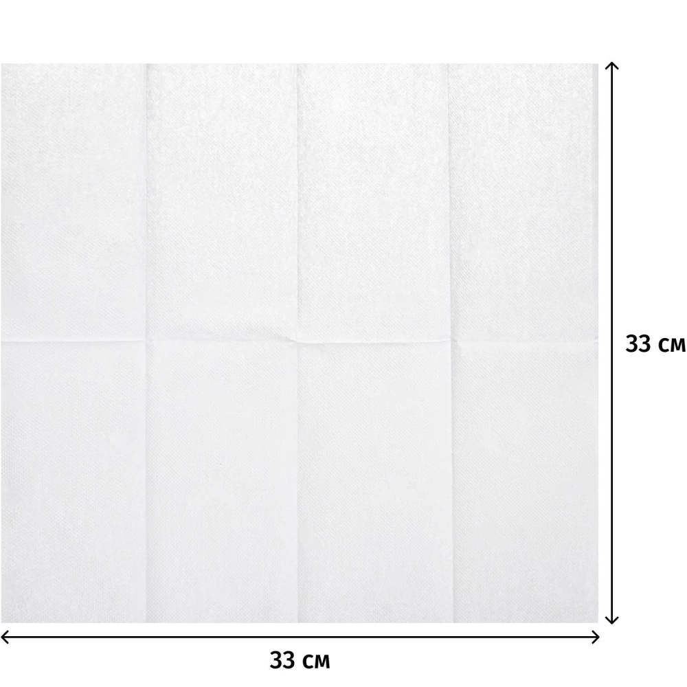 Салфетки бумажные Protissue 1-слойные 33x33 см белые (100 листов в пачке, сложение 1/8)