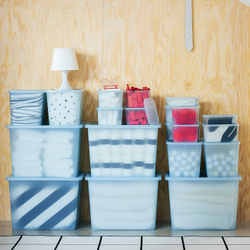 IKEA RYKTA  (ИКЕА РИКТА)  -  Контейнер с крышкой - прозрачный серо-синий 12x18x12 см/1.5 л