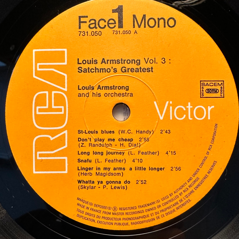 Louis Armstrong - Satchmo's Greatest Vol.3 (Франция 1971г.)