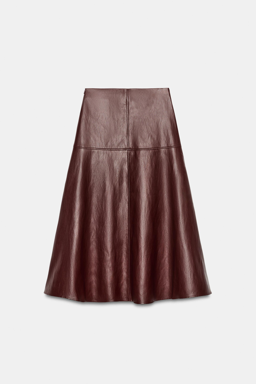 ZARA ЮБКА-НАКИДКА МИДИ ИЗ ИСКУССТВЕННОЙ КОЖИ, БУРГУНДИ