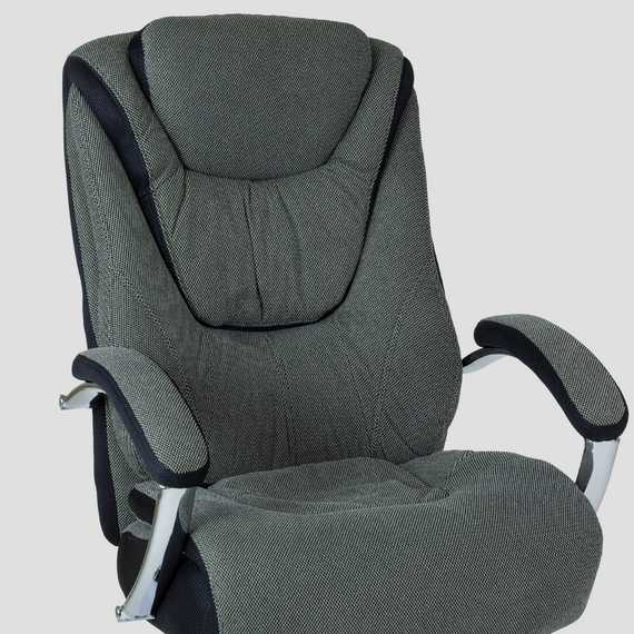 Кресло Barneo K-305 BIG SIZE XXL для руководителя серая ткань, газлифт 3кл
