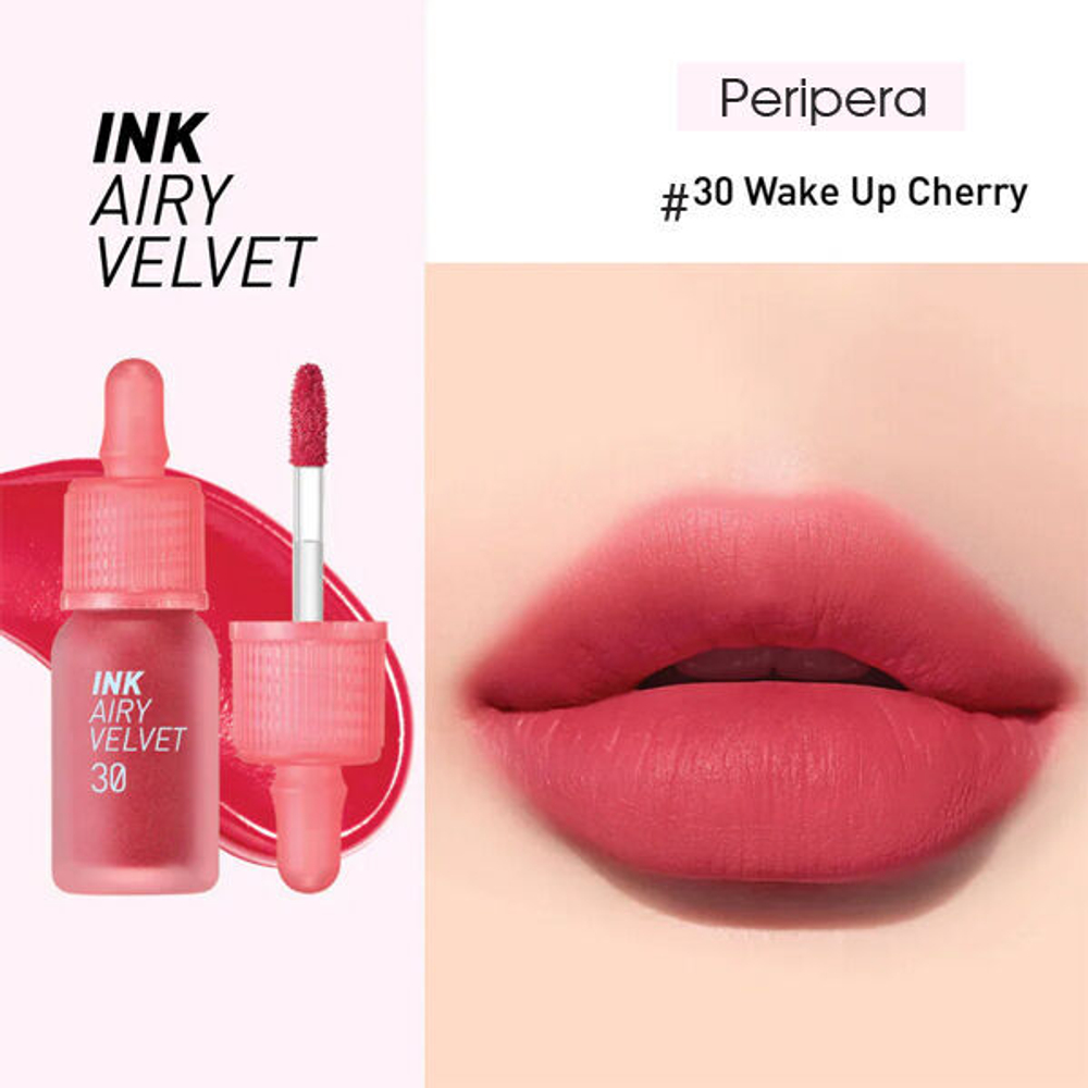 Стойкий вельветовый тинт для губ Peripera Ink Airy Velvet #30 Wake Up Cherry, 4г