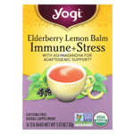 Yogi Tea, Мелисса с бузиной, для иммунитета и стресса, без кофеина, 16 чайных пакетиков, 32 г (1,12 унции)