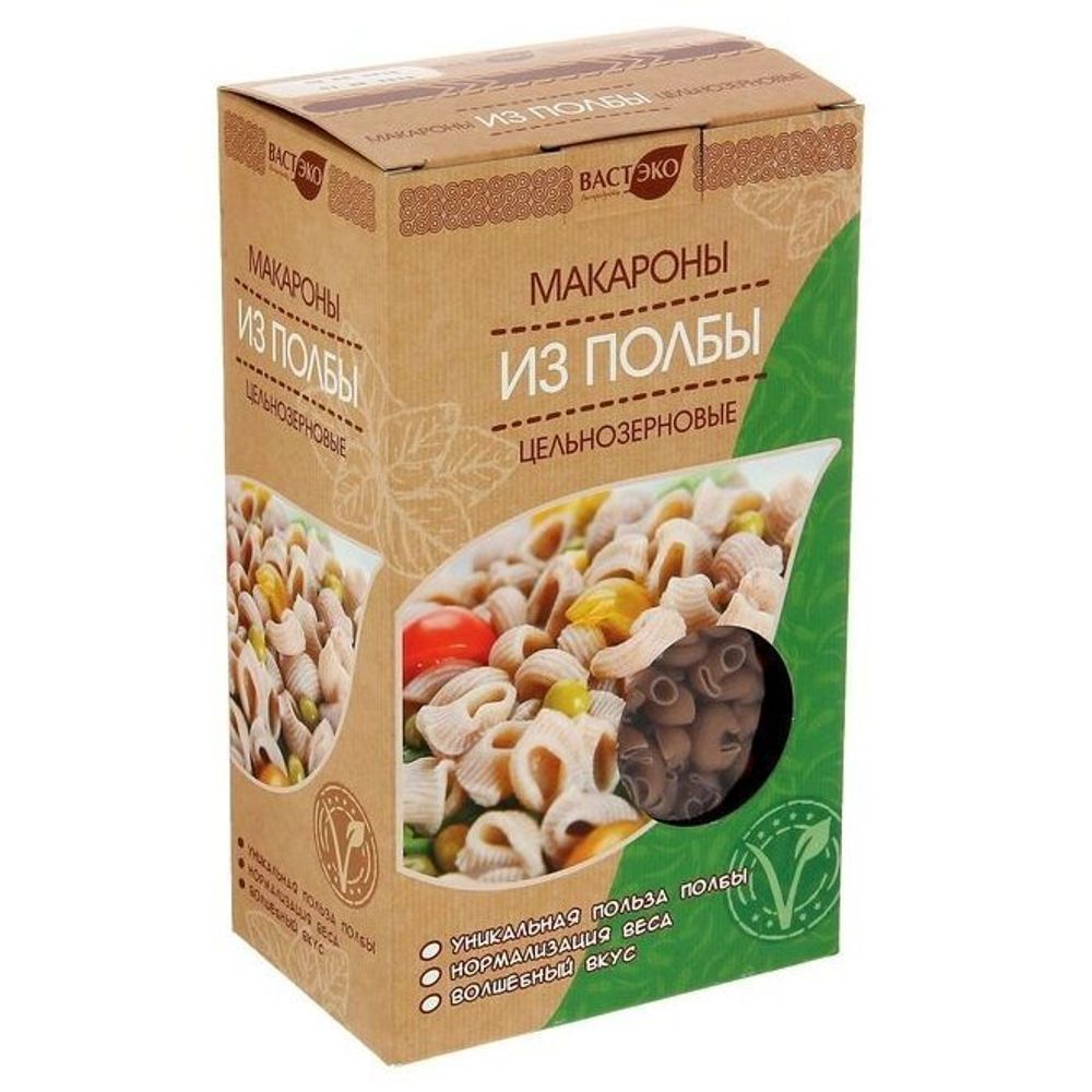 ВАСТЭКО Макароны Перья из полбы цельнозерновые, 400 г