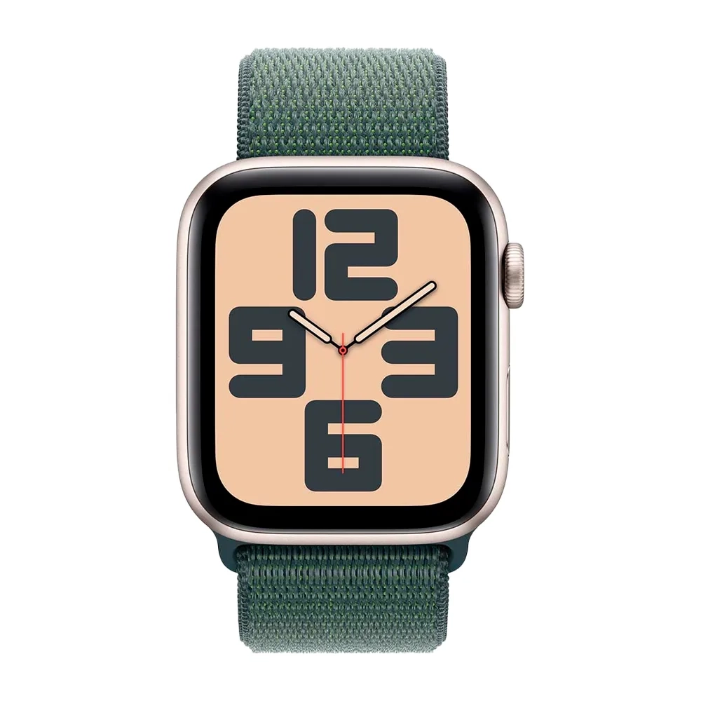 Умные часы Apple Watch SE 2 (2024) GPS, 44mm, Starlight Aluminium Case with Sport Loop, Lake Green (Сияющая звезда)