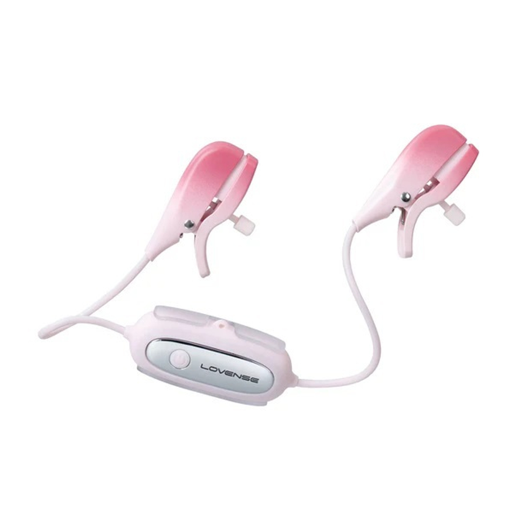 Розовый вибромассажер для сосков с управлением через приложение Lovense Gemini App Controlled Vibrating Nipple Clamps Clit Clamps LE-27