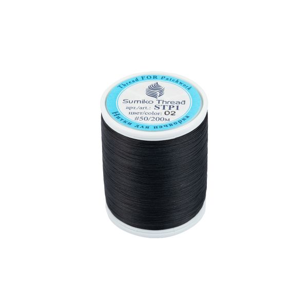 Нитки для пэчворка SumikoThread 200 м, (219 ярд), 02 черный