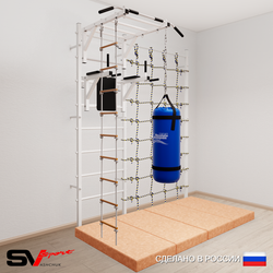 Шведская стенка Sv Sport 54260 (Турник рукоход/Брусья/Лестница/Цепь/Мешок 22кг/Мат 2м/Канатный лаз)