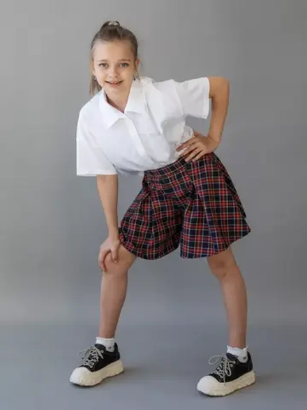Юбка шорты школьная в клетку