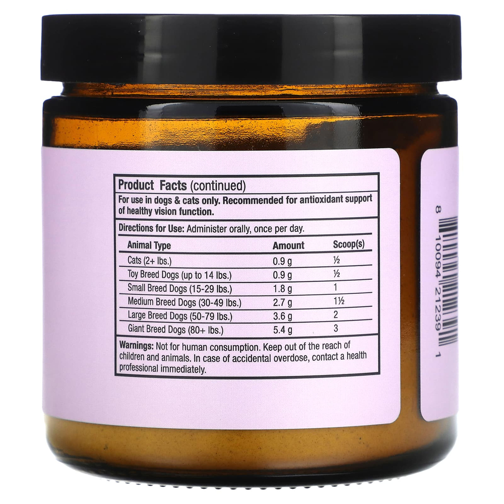 Dr. Mercola, Bark & Whiskers™, добавка для поддержки глаз, для собак и кошек, 162 г (5,71 унции)
