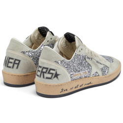 Women’s Ball-Star in silver glitter with ice-gray suede inserts