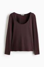 Топ с длинными рукавами и глубоким круглым вырезом - H&M