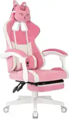 Кресло игровое Knight Kitty/F W Fabric розовый/молочный с подголов. крестов. пластик подст.для ног пластик белый