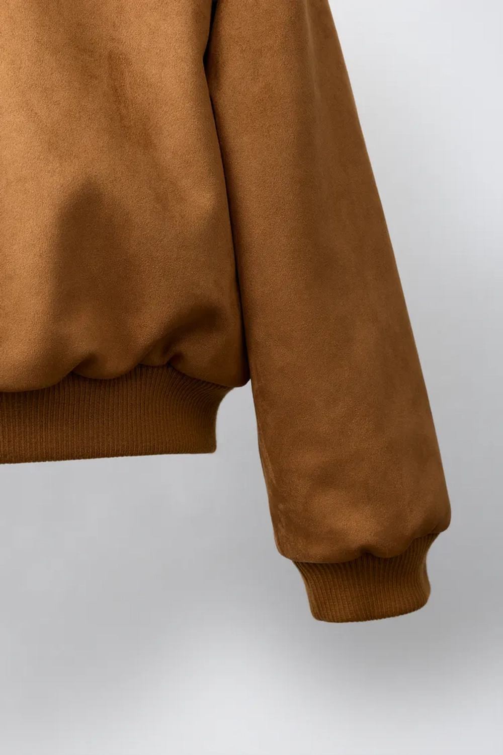 ZARA БОМБЕР ИЗ ИСКУССТВЕННОЙ ЗАМШИ, РЫЖЕВАТО-КОРИЧНЕВЫЙ
