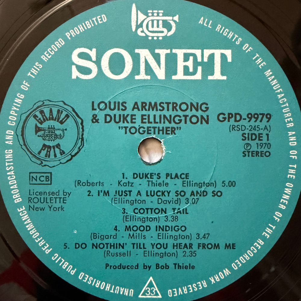 Louis Armstrong & Duke Ellington ‎– Together 2LP (Швеция 1970г.)