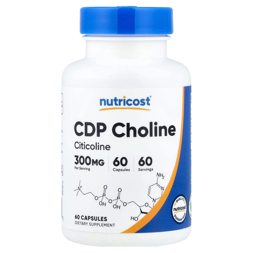 Nutricost, CDP Choline, цитиколин, 300 мг, 60 капсул