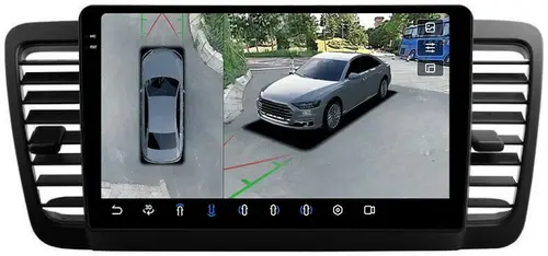 Магнитола для Subaru Legacy 4, Outback 3 2003-2009 (левый руль) - FarCar BX3069M-360 монитор 9.5" 2K QLED на Android 13, Быстрая, CarPlay, 4G SIM-слот, 4 камеры в комплекте