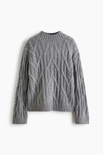Джемпер оверсайз с косами — Серый - H&M