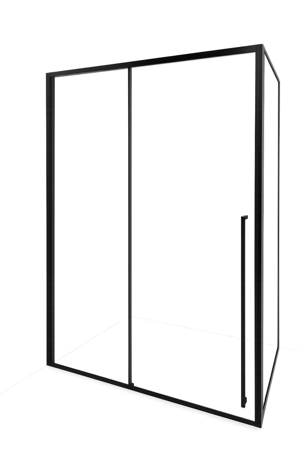 Timo Душевая дверь TDSS-120/03C-8R, раздвиж 1200*2000, проф черный, стекло проз 8 мм