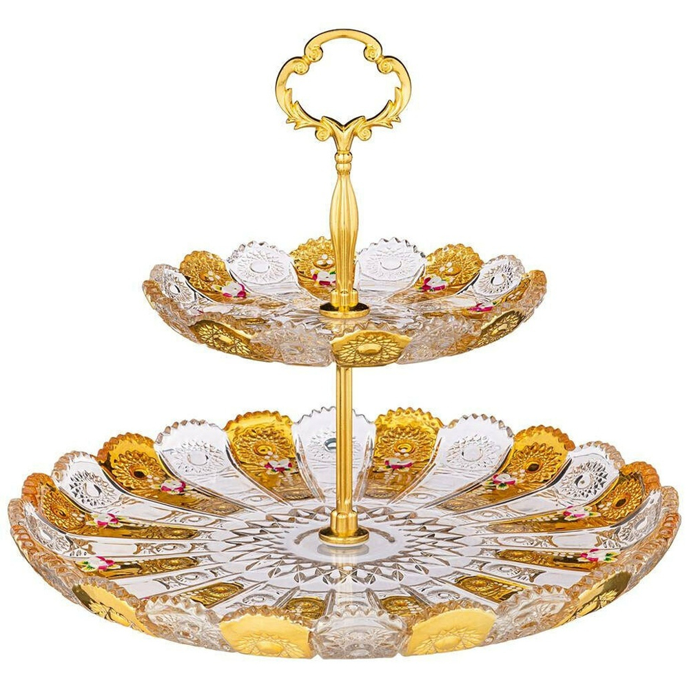 Фруктовница 2-х ярусная "Lefard Gold Glass" 17/30см