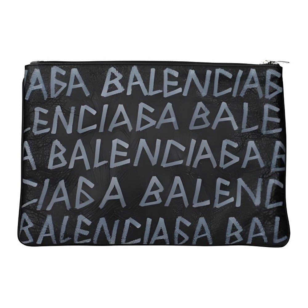 Balenciaga Leather Clutch Medium Unisex Black