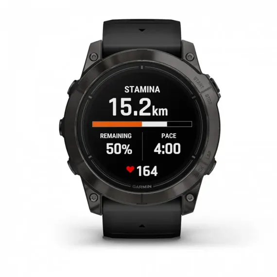Garmin epix Pro (Gen 2) Sapphire Edition 51 мм, титановый угольно-серый, DLC, черный силиконовый ремешок