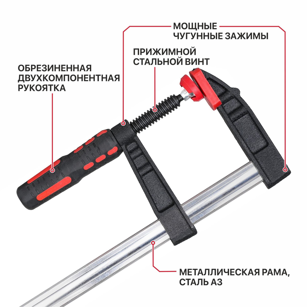 Струбцина винтовая PIT HCLF02-0300 (тип F, 300мм, двухкомпонентная рукоятка)